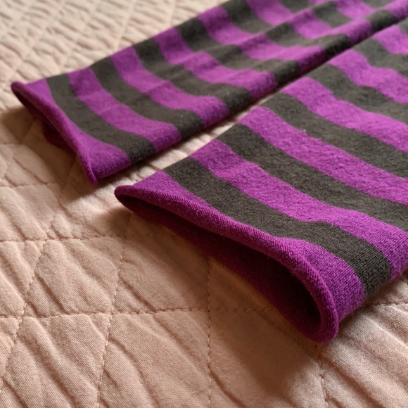 HUE - Leggings - Purple brown stripes Stretch cotton-nylon knit - Medium / large - Picture 4 of 9